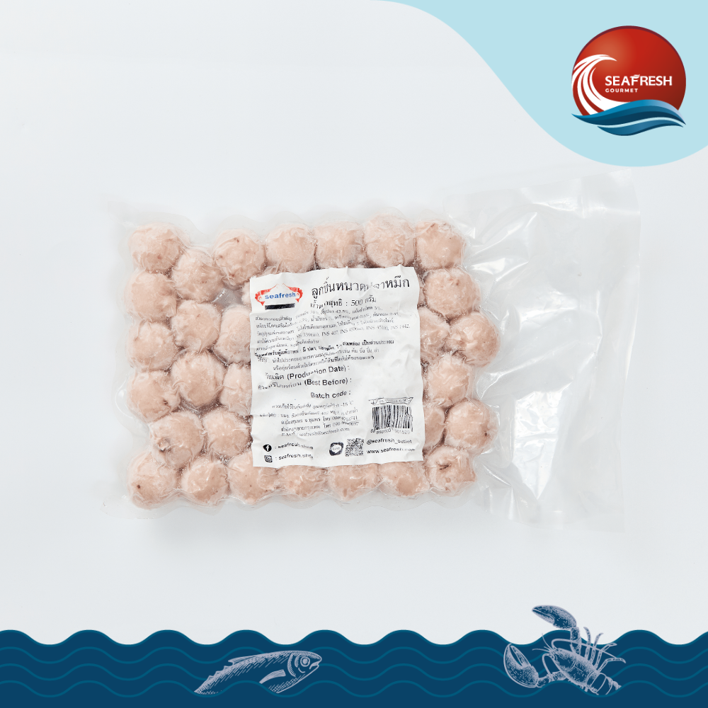 ลูกชิ้นหนวดหมึกแช่แข็ง Frozen Squid Tentacle Ball 12.5 G/500 G