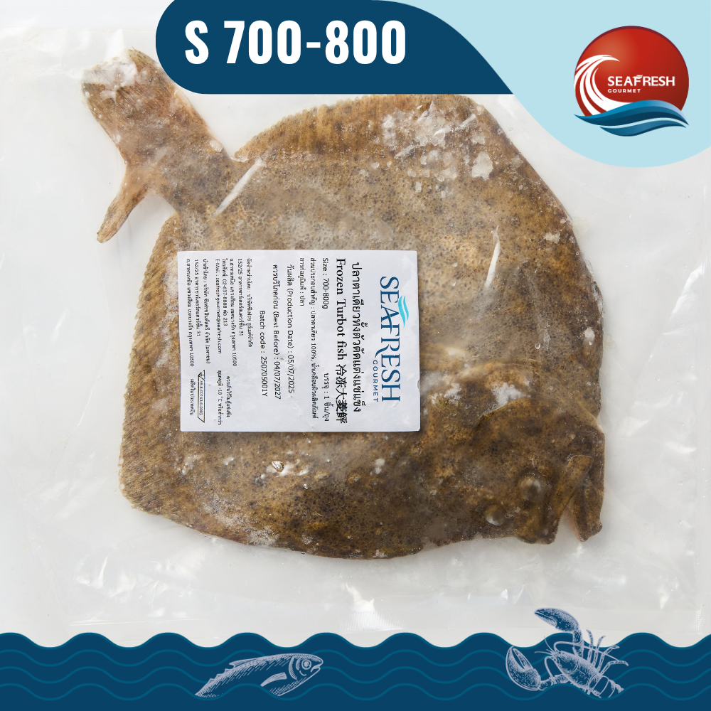 ปลาเทอร์บอตทั้งตัวตัดแต่งแช่แข็ง Frozen Whole Round Turbot (Gutted) 700-800 G